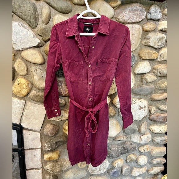 Tentree Burgundy Maroon Long Sleeve Button down Dress - Small - Picture 1 of 8